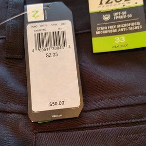 Men's New with Tags Izod Black Perform Stain Free Microfiber Golf Shorts